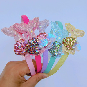 Adorable Barrette-Serre-tête Coquillage et Perles pour Petites Filles, Accessoire Cheveux d'Inspiration <span class=keywords><strong>Sirène</strong></span> pour Enfants - Product Image 1