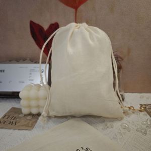 Custom Logo Printed Cotton Gauze Jewelry <b>Candle</b> Bag Organic Drawstring Christmas Gift Dust Pouch Shoes Cloth Packaging Pouch - Product Image 2