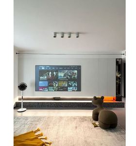 Mueble de TV moderno y alto para montaje en pared, integrado con almacenamiento completo en la pared, estilo de Panel de madera para el hogar, comedor, oficina y salón - Product Image 6