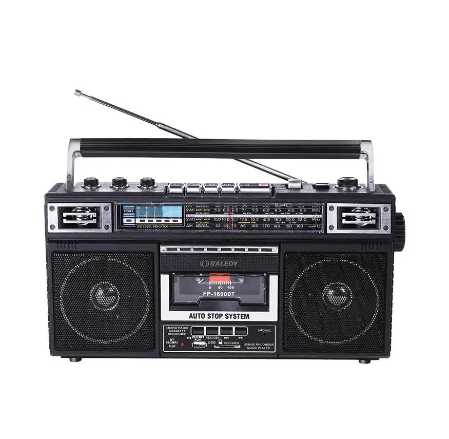 Vofull Hot Selling TF card Portable Radio Telescopic Antenna Radio Retro Boombox Cassette Radio