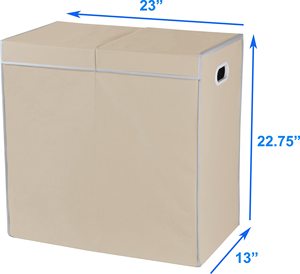 <b>Large</b> Dirty Clothes Hamper 2 Section Collapsible Laundry <b>Basket</b> Dorm Room Storage for Bedroom Bathroom College - Product Image 4