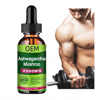 Ausreson OEM Jamur Kering Ashwagandha Cair Label Pribadi Shilajit Suplemen Otak Biji-bijian 60ML Tetes Jamur Ashwagandha