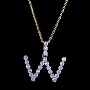 Collier pendentif unisexe, chaîne en or, zircone, initiale Q, bijou ras du cou, pour hommes et femmes, 2019 - Product Image 6