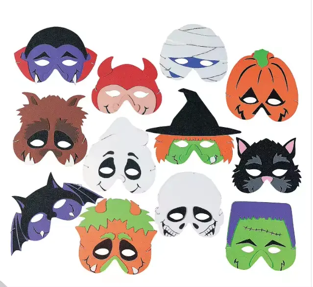 Máscara personalizada de Halloween de vampiro eva, abóbora, lobisomem, bruxa, múmia, fantasma ou espuma de esqueleto