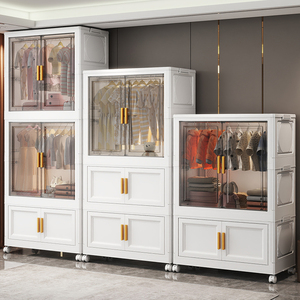 Tủ quần áo kết hợp gấp gọn đa năng, thiết kế mới, kích thước lớn, dung tích lớn, kiểu dáng sang trọng nhẹ nhàng, cửa đôi. - Product Image 2