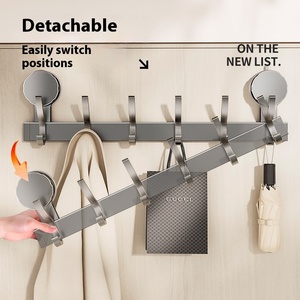 Support de <span class=keywords><strong>porte</strong></span> en métal à un niveau pour cuisine <span class=keywords><strong>salle</strong></span> de <span class=keywords><strong>bain</strong></span> <span class=keywords><strong>ventouse</strong></span> cintre d'entrée crochet sans poinçon salon - Product Image 4