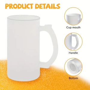 Copos de Vidro Fosco em Branco para Sublimação, Canecas de Cerveja de 16 oz com Alça para Sublimação - Product Image 5