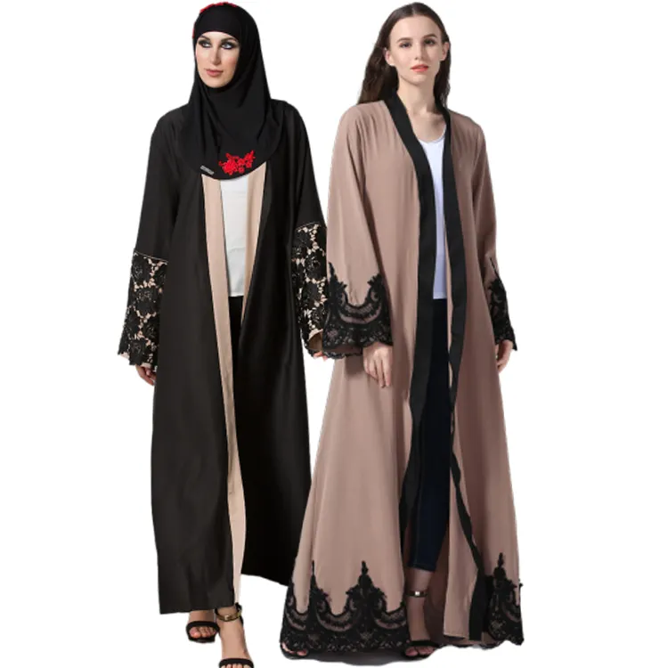 Latest New Designs Embroidery Cardigan Islamic Clothing Fashion Front Open Kimono Arabic Style Women's Dubai Muslim Abaya Robe