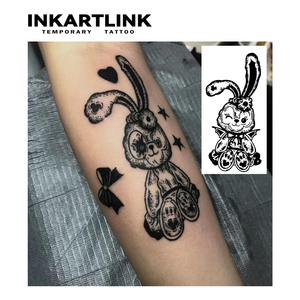 Autocollant de tatouage INKARTLINK pour le corps, autocollant de tatouage en papier, lapin effrayant, gothique, imperméable, écologique, longue durée, 15 jours, en vrac - Product Image 2