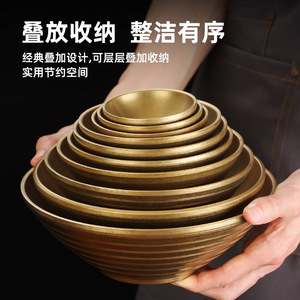 Vintage Gold Stainless Steel Noodle Bowl Conical Design Soup Ramen Bowl Home Use - Product Image 5
