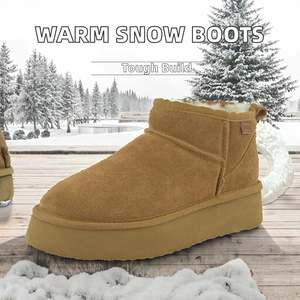 Bottes de neige unisexes en daim de vache imperméables, chaussures d'hiver chaudes pour femmes, doublure en fourrure de mouton épaisse, décontractées, antidérapantes - Product Image 2