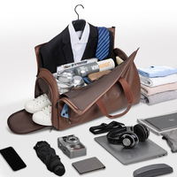 Valise de voyage transfrontalière en PU avec poignée télescopique, étanche, grande capacité 36-55L, avec roulettes et bandoulière, style européen