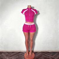 Ensemble sportif 2 pièces pour femme, tenue de yoga color block avec logo personnalisé, en coton et élasthanne respirant, vêtements de sport d'été pour la gym et les loisirs