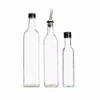 Bouteilles en verre de luxe de 100 ml à 1000 ml pour vinaigre et huile d'olive, avec bouchons à vis et becs verseurs, surface givrée