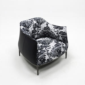 Sillón Moderno para Dormitorio, Sala de Estar u Hotel, con Patrón de Tela, Patas de Acero Inoxidable, Sillón Individual de Descanso - Product Image 1