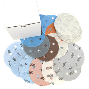 5 pouces 6 trous Superfine Film disque <span class=keywords><strong>de</strong></span> ponçage humide/sec papier <span class=keywords><strong>de</strong></span> sable doux crochet et boucle papier <span class=keywords><strong>de</strong></span> verre pour outils abrasifs peinture polissage - Product Image 5
