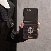 Étui de téléphone portable de luxe Y2K avec support anneau papillon et motif crocodile en PU pour Z Flip 7 6 5, coque de protection tendance avec anneau de maintien