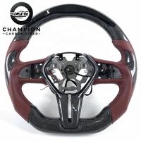 Volant en fibre de carbone nid d'abeille avec écran LED pour Infiniti Q50 Q60 Q60S, fond plat, cuir perforé rouge, accessoires de voiture