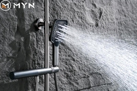 Tiktok nouvelle tendance laiton cascade pistolet salle de bain affichage numérique 6 fonctions massage changement couleur lumière led ensemble de douche