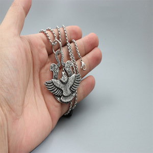 Collier avec pendentif aigle yunnique en acier inoxydable, unisexe, à la mode, argenté et noir, bijoux cadeau - Product Image 2