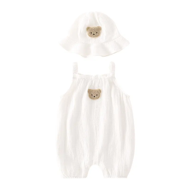 Newborn Baby Male And Female Baby Summer Thin Section Sling Boneless Cotton Gauze One-piece Romper Super Cute Western Style Clim