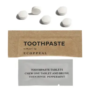 Factory Price Portable Hotel Use Eco Friendly Kraft Paper Packaging Bag Solid Dental Toothpaste Tablets