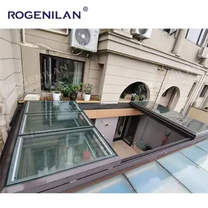 ROGENILAN نافذة سقف زجاجية متحركة من الألومنيوم يمكن إزالتها وإخفاؤها تلقائيًا ومزودة بمحركات نافذة سقف زجاجية ذكية من الألومنيوم