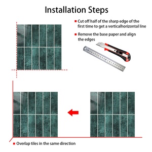 Green Peel and <strong>Stick</strong> <strong>Tiles</strong> Self Adhesive Glossy Stacked <strong>Tile</strong> <strong>Brick</strong> Mosaic <strong>Stick</strong> <strong>on</strong> Backsplash for Kitchen Bathroom RV Laundry - Product Image 3