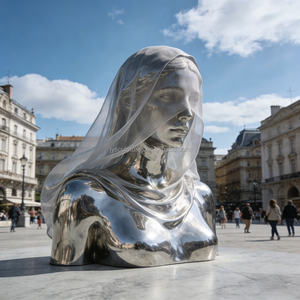 <span class=keywords><strong>Escultura</strong></span> <span class=keywords><strong>de</strong></span> <span class=keywords><strong>Mujer</strong></span> <span class=keywords><strong>con</strong></span> <span class=keywords><strong>Velo</strong></span> en Acero Inoxidable Pulido a Espejo Personalizada - Arte Metálico OEM/ODM para Plaza Urbana y Galería - Product Image 5