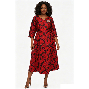 Vestidos de fiesta elegantes con estampado floral, de spandex y poliéster de primera calidad, populares para iglesia, para mujeres de talla grande. - Product Image 1