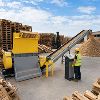 Broyeur de palettes en bois industriel 37KW, concasseur de palettes usagées avec convoyeur, équipement de recyclage du bois robuste