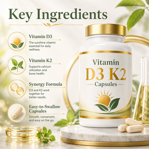 Cápsulas de Vitamina D3 K2, Suplemento Vegano para Huesos Fuertes - Product Image 3