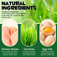 Oimmal Jouet à mâcher pour chats au poulet lyophilisé riche en protéines, bâtonnets d'herbe pour chats pour la santé digestive, sans antibiotiques, pour l'élimination des poils de chat