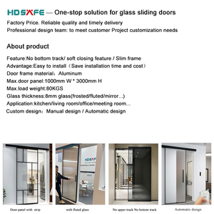 HDSAFE <span class=keywords><strong>Porte</strong></span> <span class=keywords><strong>coulissante</strong></span> en verre simple sans rail Rouleau de grange <span class=keywords><strong>Porte</strong></span> <span class=keywords><strong>coulissante</strong></span> en verre Fermeture en douceur <span class=keywords><strong>Miroir</strong></span> en aluminium Kit de quincaillerie pour <span class=keywords><strong>porte</strong></span> <span class=keywords><strong>coulissante</strong></span> - Product Image 3