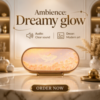 Lampe d'ambiance LED 3-en-1 avec haut-parleur Bluetooth, bruit blanc, gradation progressive, rechargeable, portable, pour la décoration intérieure, chambre à coucher, cadeaux