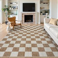 Luxuriöser Rutschfester Waschbarer Bodenteppich Neutrales Klassisches Geometrisches Muster Großflächiger Teppich für Wohnzimmer Schlafzimmer