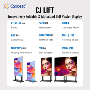 จอแสดงผล LED แบบพกพา Canbest P1.2 P1.5 P1.8 Cj Lift สำหรับโปสเตอร์ดิจิทัล โทเท็มในร่ม CCB GOB จอวิดีโอพับได้สำหรับงานอีเว้นท์ - Product Image 6