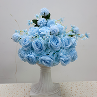 Boule de fleurs artificielle en soie bleue et blanche pour centre de table de mariage, décoration de toile de fond de cérémonie