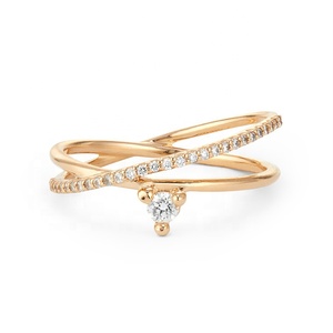 Womens Luxury New Model Gold Stacking Diamond <strong>Cross</strong> <strong>Rings</strong> <strong>Silver</strong> - Product Image 1