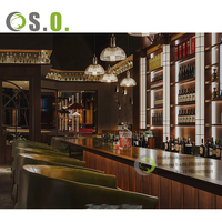 Comptoir de bar à vin en bois éclairé par LED, design moderne pour restaurant, boîte de nuit, pub, bar, vente au détail, pour l'affichage en magasin de spiritueux