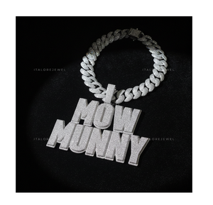 Elegante Collar con Colgante de Letra del Alfabeto MOW MUNNY, Plata de Ley 925, Chapado en Oro, con Moissanita, Regalo de Moda - Product Image 1