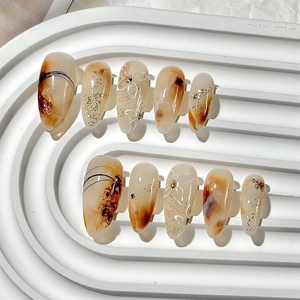 Ongles à presser 100% faits à la <span class=keywords><strong>main</strong></span>, de haute qualité, prix de gros, forme amande et cercueil, très demandés, pour nail art, 10 pièces - Product Image 4