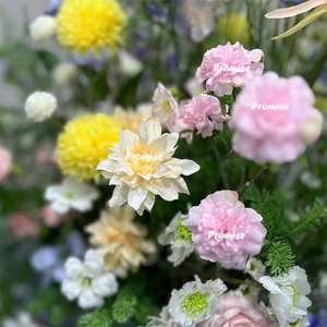 Promesa personalizada colorida flor corredor Dalia y hierba salvaje decoraciones de boda Paquete de flores artificiales - Product Image 4