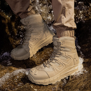 Bottes tactiques légères mi-hautes imperméables pour hommes - Tige synthétique, semelle extérieure en caoutchouc pour activités de plein air toutes saisons - Product Image 3