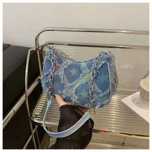 Sacs à bandoulière en tissu écossais pour femmes, sacs à bandoulière en denim, sacs à main pour femmes pour les voyages en plein air, vente en gros - Product Image 2