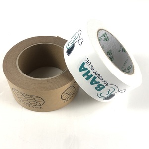 Eco Friendly Colored <strong>Custom</strong> <strong>Printed</strong> Brown White Self-adhesive Gum Kraft Paper <strong>Tape</strong> Roll with Logo Printing for Packaging - Product Image 2