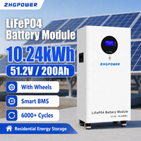Batería LiFePO4 de 51.2V 200Ah 10.24kWh, Tipo Vertical, Batería de Almacenamiento Solar con BMS Inteligente para Almacenamiento de Energía Residencial