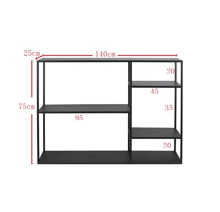 Noir mat: longueur 140 largeur 25 haut 75cm