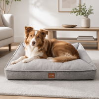 Lit pour chien et chat personnalisé 76x63x29 cm, rembourrage en coton doux et soyeux, bord surélevé en polaire Teddy, housse non amovible, OEM/ODM acceptés