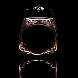 Anillo de Oro Sólido de 18K para Hombre, Modelo H146, con Diamante Natural Corte Esmeralda, para Uso Diario - Product Image 4